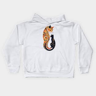 Gustav Klimt's Vibrant Whiskers: Colorful Cat Illustration Kids Hoodie